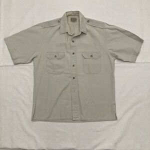 Vintage Banana Republic Men's Short Sleeve Made Hong Kong Khaki Cotton Size M